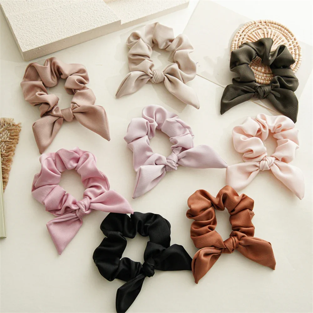 

Trendy Women Hairbands Scrunchies Lady Bow Ponytail Holders Hair Ties Girls Hair Loop Rope Headwear Knotted Hair Scarf Scrunchy