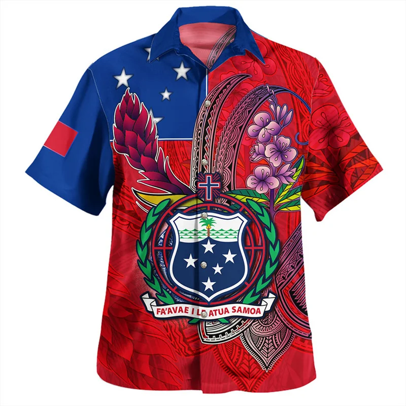 

Summer Harajuku 3D Printing American Samoa Happy Independence Day Coat Of Arm Shirts Men Fashion Short Shirts Cool Clothing Tops