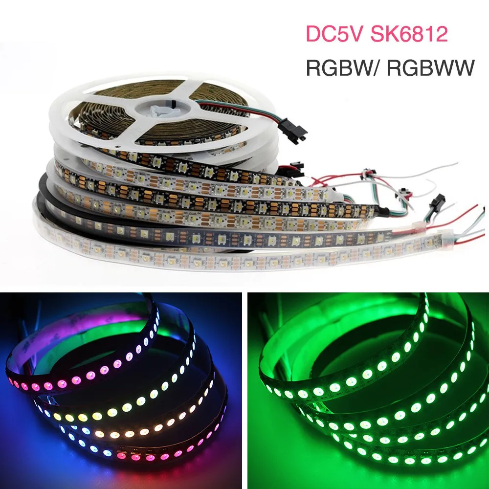 

DC5V SK6812 RGBW Led Strip Light 4 IN 1 Similar WS2812B 30/60/144 Led/m Individual Addressable RGBWW Led Pixel Lights IP30 65 67