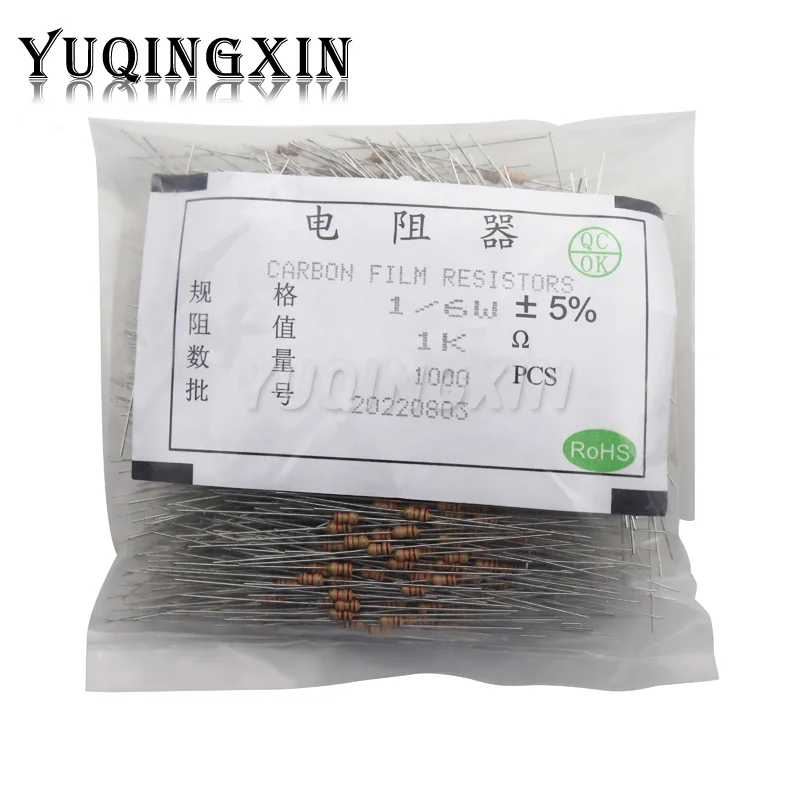 

1000pcs 1/6W Carbon Film Resistor 5% 1R - 10M 0R 10R 100R 220R 330R 1K 2.2K 3.3K 4.7K 10K 22K 47K 100K 1M 0 10 100 220 330 ohm