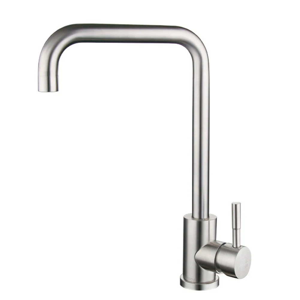 

Kitchen Water Faucet 304 Stainless Steel Sink Faucets Cold And Hot Mixer Tap Bathroom Basin 360 ° Rotation Single Handle Taps