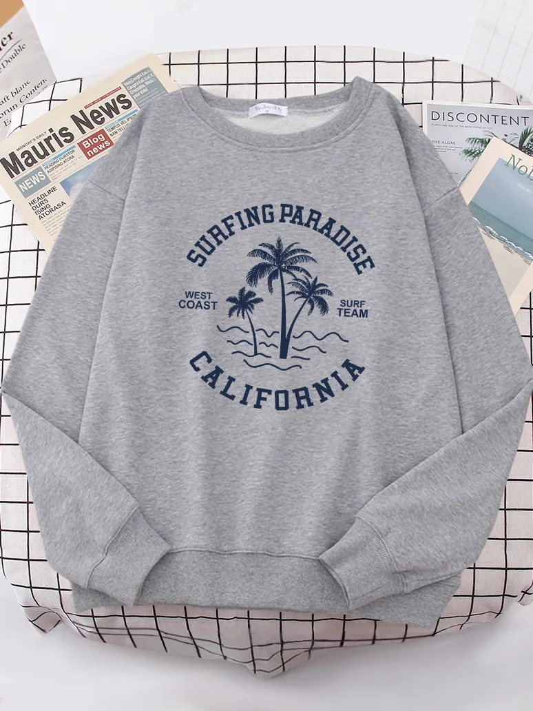 

Surfing Paradise West Coast California Sweatshirt Thick Fashion Sportwear Warm Crewneck Woman Hoodies Oversized Soft Women Hoody