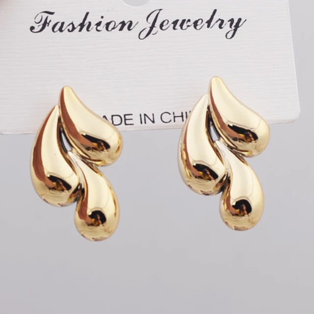 Boucles d'oreilles pendantes en forme de goutte d'eau à trois couches pour femmes, bijoux géométriques simples, rétro européen 1