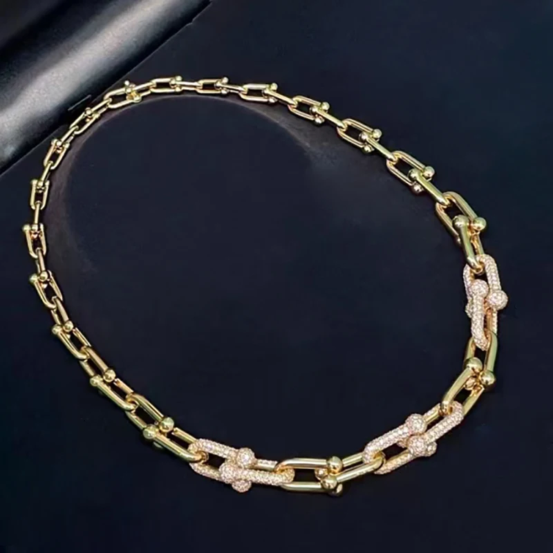 

Женское модное ювелирное изделие 1:1, классическое ожерелье в форме подковы из серебра 925 пробы, яркий подарок на день Святого Валентина