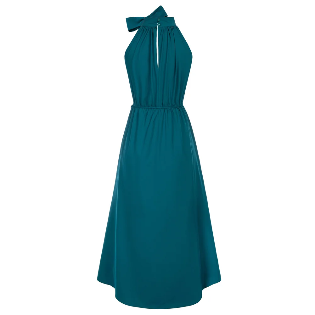 Women Vintage Dress Bow Tie Collar Elegant Elastic Waist Dress Commuting Sleeveless Half High Neck Wrap Hem Dress 2023
Women Vintage Dress Bow Tie Collar Elegant Elastic Waist Dress Commuting Sleeveless Half High Neck Wrap Hem Dress 2023