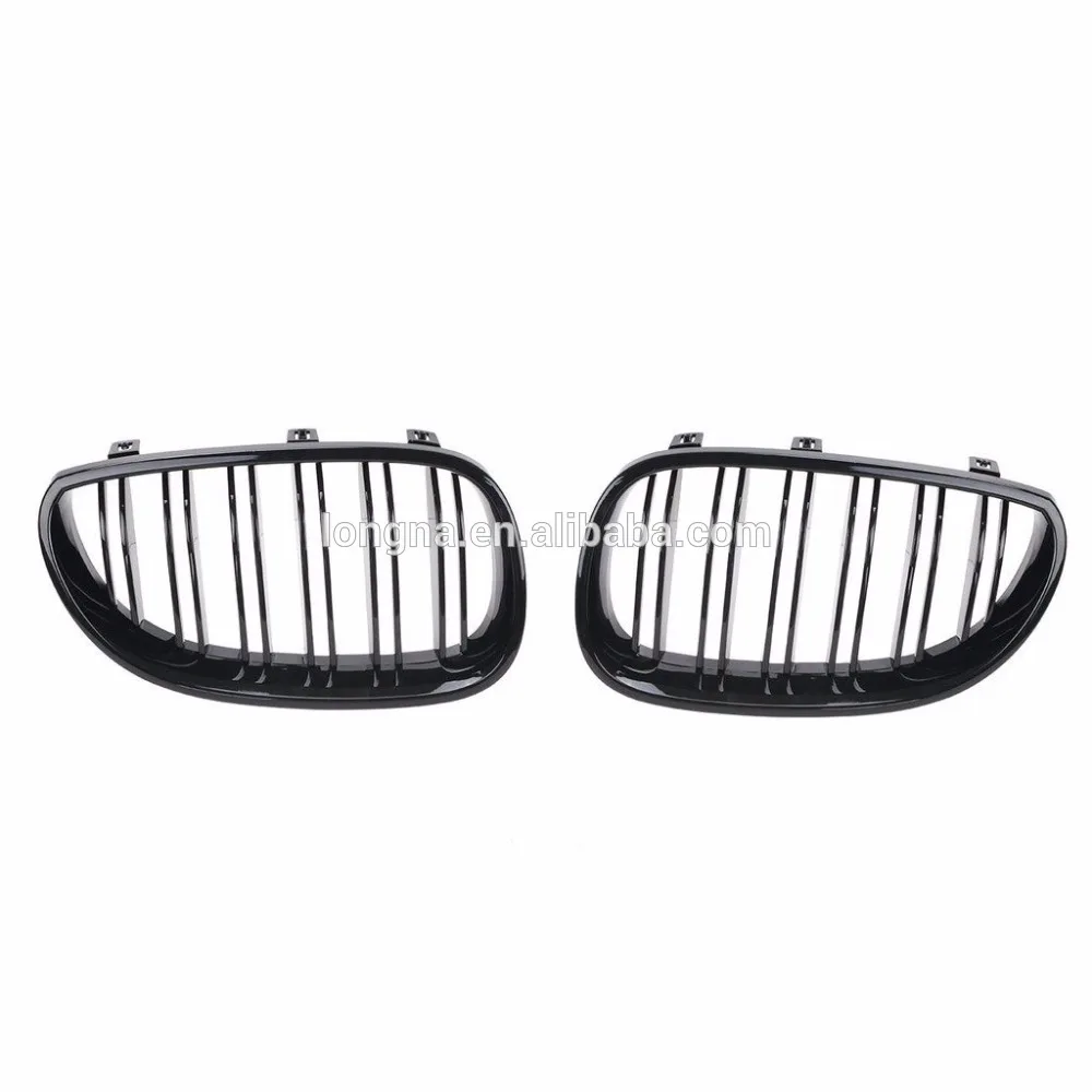 

High Quality Car Parts Gloss Black Front Kidney Grilles Double Line Grills Set for BMW E60 E61 5 Series M5 Grille Grill 03-10