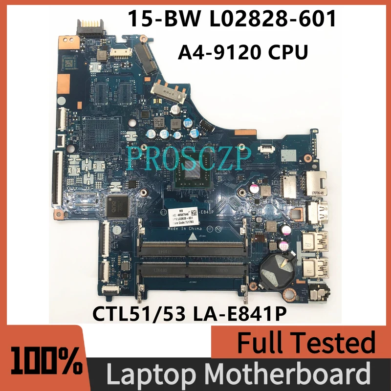 L02828-601 L02828-001 Mainboard For HP 15-BW Laptop Motherboard CTL51/53 LA-E841P With A4-9120 CPU 100% Full Working Well
L02828-601 L02828-001 Mainboard For HP 15-BW Laptop Motherboard CTL51/53 LA-E841P With A4-9120 CPU 100% Full Working Well