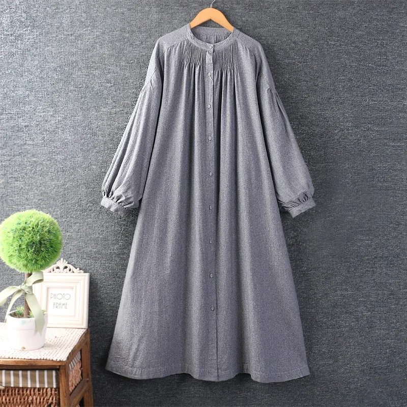 Spring Autumn Mori Girl O-Neck Long Sleeve Cotton Linen Dress Women Casual Loose Vintage Midi Dresses
Spring Autumn Mori Girl O-Neck Long Sleeve Cotton Linen Dress Women Casual Loose Vintage Midi Dresses