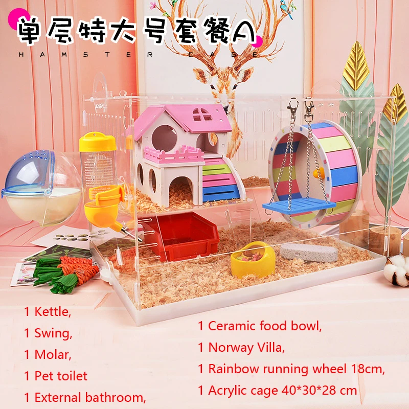 2022 New Acrylic Hamster Cage Pet Set Single Layer Super Large Wooden Villa Guinea Pig Squirrel Running Wheel Swing Toy Supplies
2022 New Acrylic Hamster Cage Pet Set Single Layer Super Large Wooden Villa Guinea Pig Squirrel Running Wheel Swing Toy Supplies