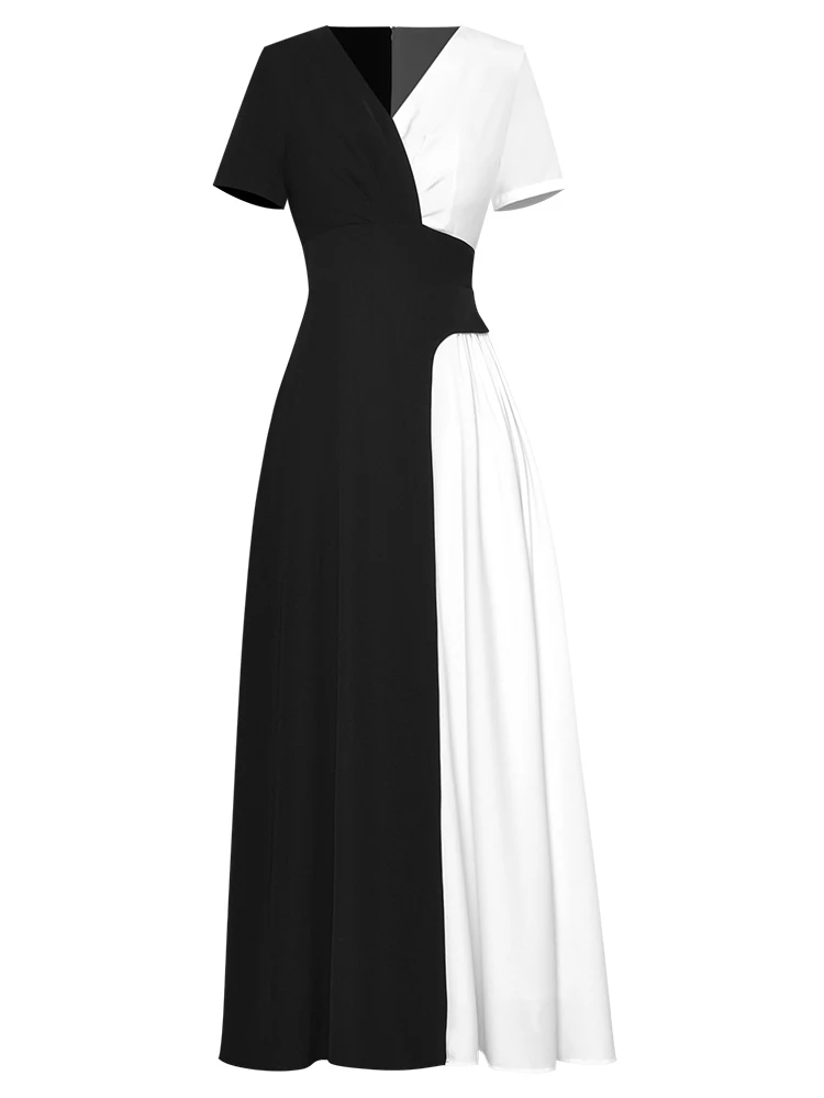 Sweetsince Black White Contrast V-neck Short Sleeve Splicing High Waist Dress Luxury Chic Prom Street Party 2023 Designer New
Sweetsince Black White Contrast V-neck Short Sleeve Splicing High Waist Dress Luxury Chic Prom Street Party 2023 Designer New