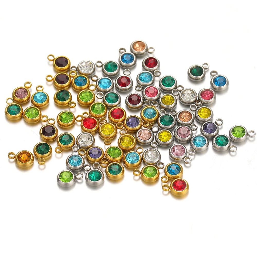 

20-40pcs Stainless Steel 6mm Crystal Glass Charms Pendants DIY Jewelry Making Findings Necklace Earrings Accessories Wholesale