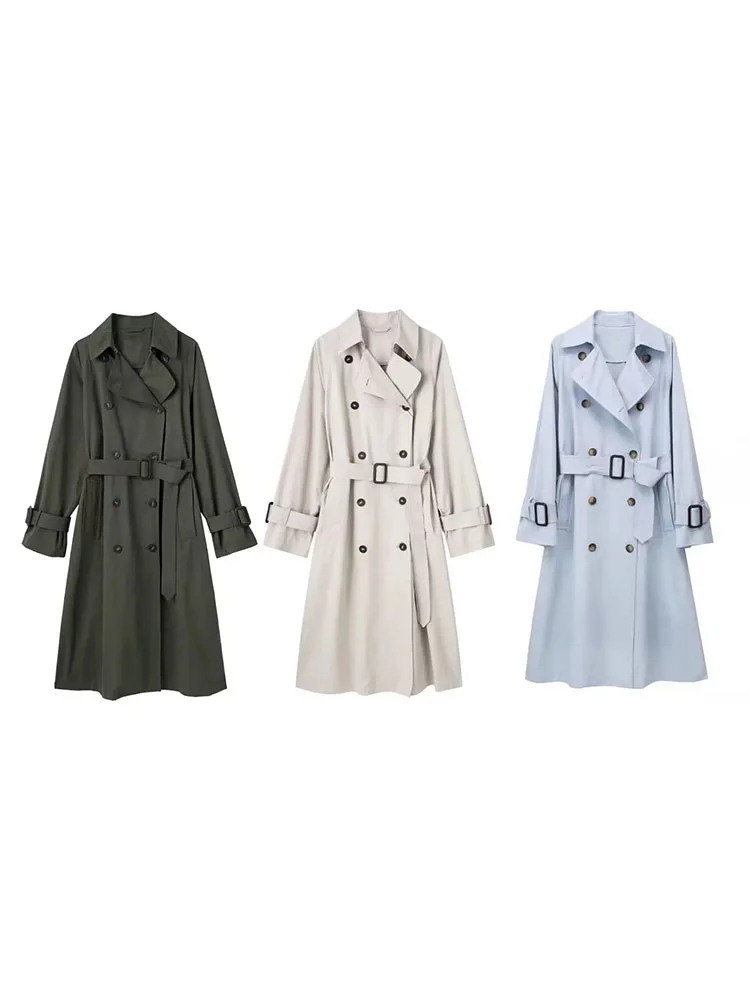 Новая Осенняя женская модная повседневная подходящая ко всему однотонная ветровка ZADATA в стиле ретро с отложным воротником и карманами и длинными рукавами 
Новая Осенняя женская модная повседневная подходящая ко всему однотонная ветровка ZADATA в стиле ретро с отложным воротником и карманами и длинными рукавами