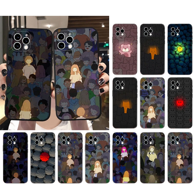 

Crowd Meets You Fashion Couples Phone Case For iPhone 15 14 13 12 11 Pro Max XS 12mini 14 Plus Mobile Phone Case Funda