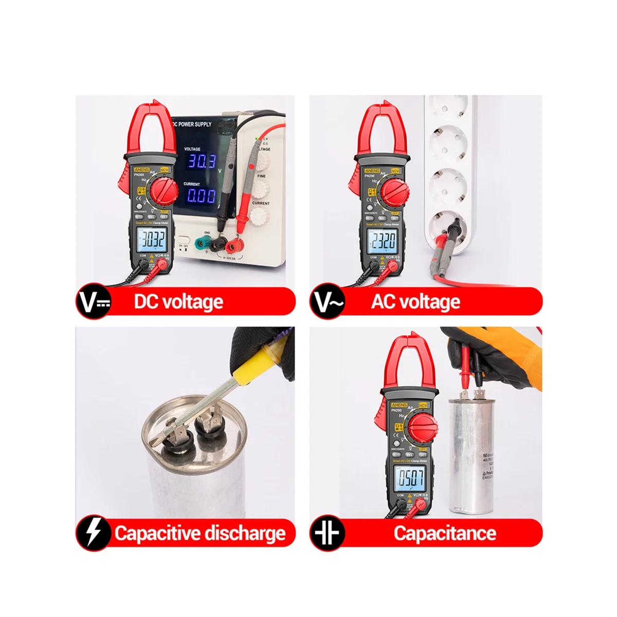 ANENG PN200 Digital Clamp Meter DC/AC 600A Current 4000 Counts Multimeter Ammeter Voltage Tester Car Hz Capacitance NCV Ohm Test
ANENG PN200 Digital Clamp Meter DC/AC 600A Current 4000 Counts Multimeter Ammeter Voltage Tester Car Hz Capacitance NCV Ohm Test