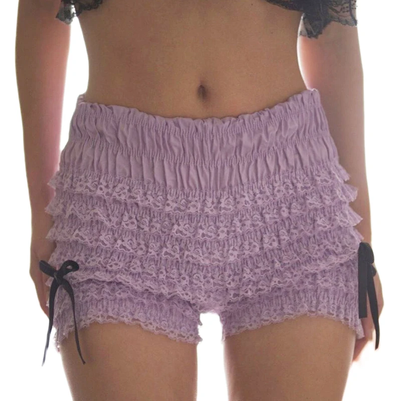 

Y2K Fairy Cottage Multi-layers Safe Pants Underwear Vintage Ruffled Lace Bow Bloomer Shorts 00s Aesthetic High Waist Pettipants