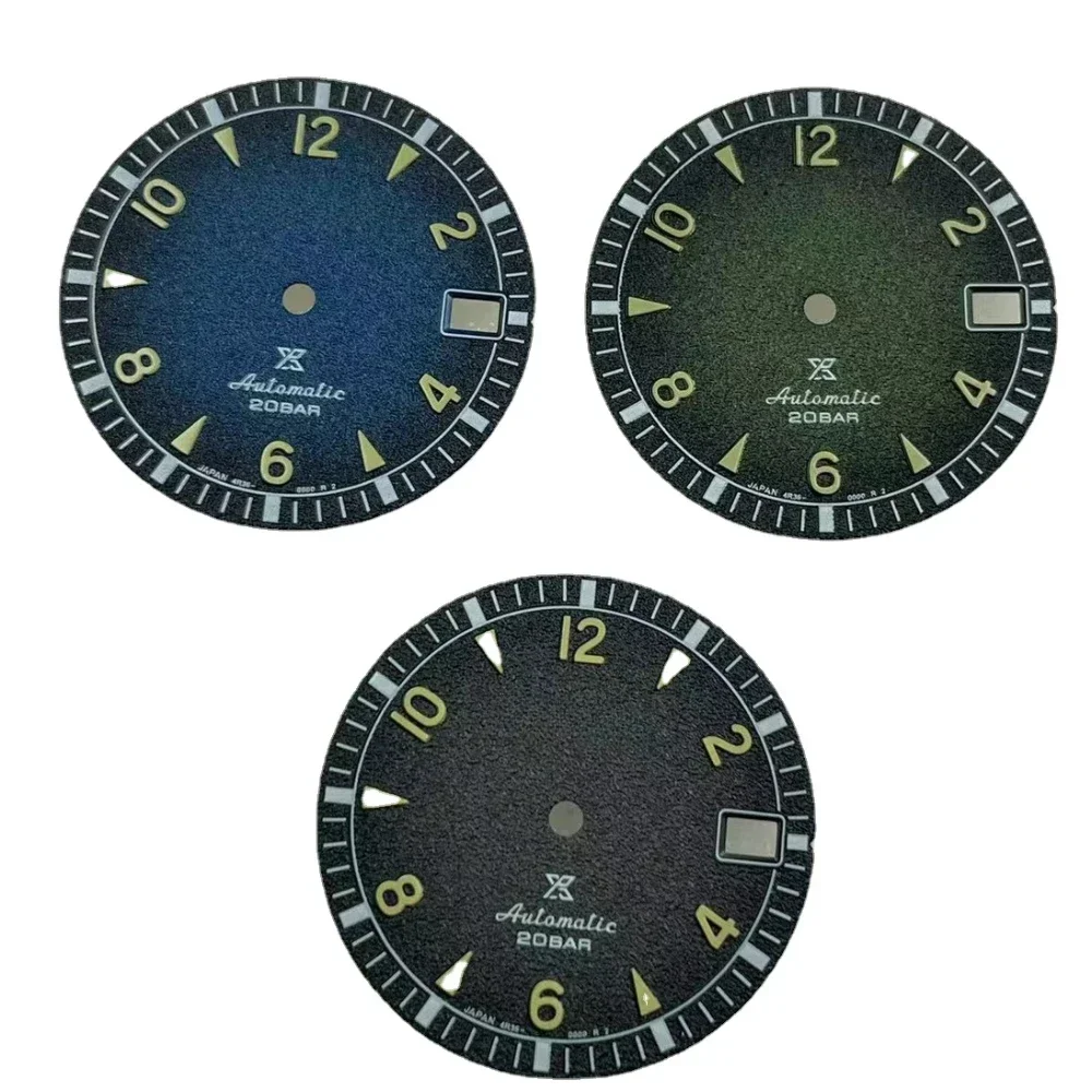 

28,5 мм модифицированный винтажный Цифровой Зеленый светящийся циферблат NH35, аксессуары для часов, часы на заказ, S-образный циферблат