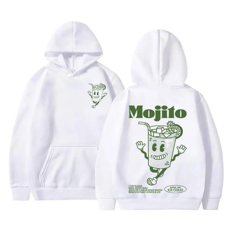 

Funny Mojito Cocktail Graphic Hoodie Male Cute Vintage Cartoon Oversized Sweatshirt Men Women Casual Fashion Long Sleeve Hoodies