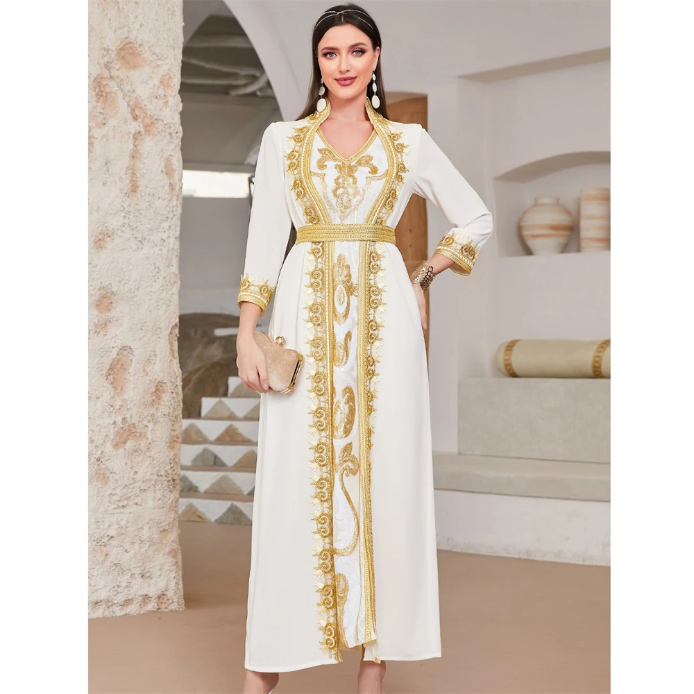 

Eid вечерние Caftan вечернее марокканское элегантное женское мусульманское абайское кружевное длинное платье макси с блестками Турция Арабский Кафтан Дубай Vestido 2024