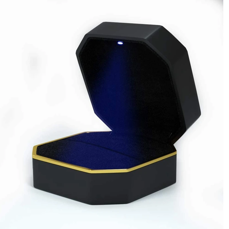 

Ring Box With Led, Square Paint Wedding Ring Case Jewelry Gift Box Light For Proposal Engagement Wedding