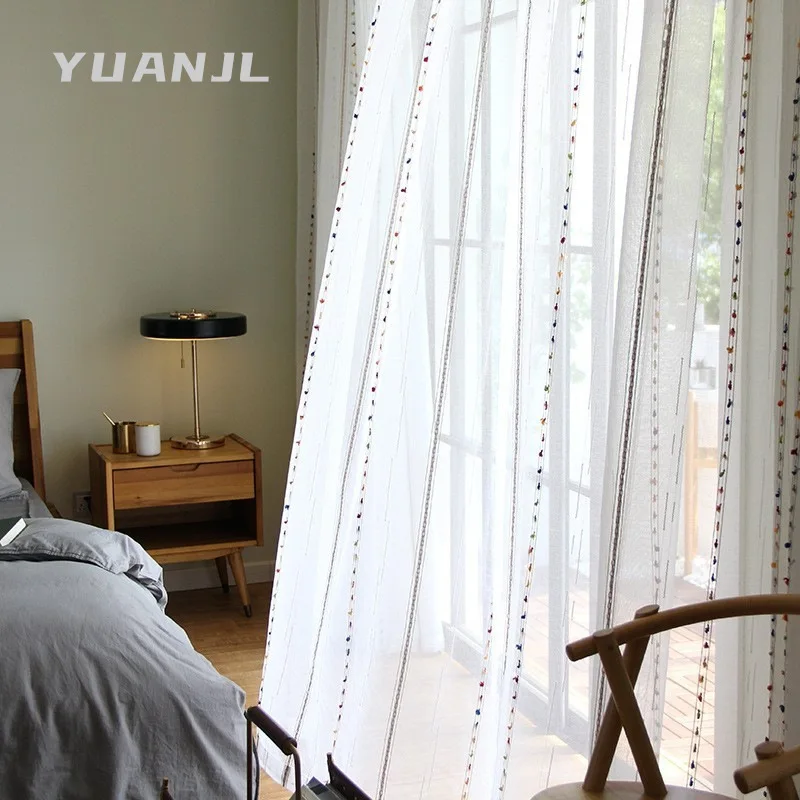 Scandinavian Japanese style vertical stripes embroidered window screen living room bedroom balcony window curtains white yarn
Scandinavian Japanese style vertical stripes embroidered window screen living room bedroom balcony window curtains white yarn