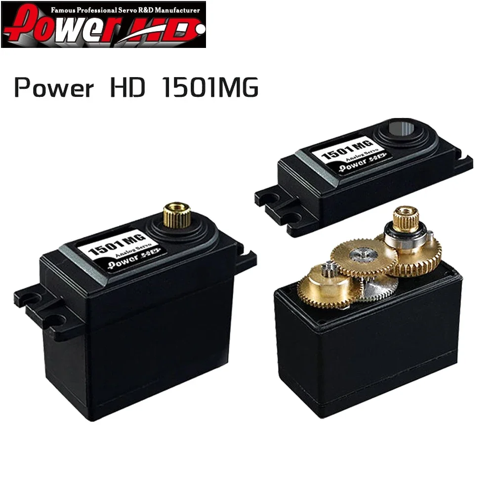 

Power HD 1501MG 60g High-Torque Analog Standard Servo With Metal Gear 17KG 0.14 Sec For RC Off-road Vehicle Car Robot Airplane
