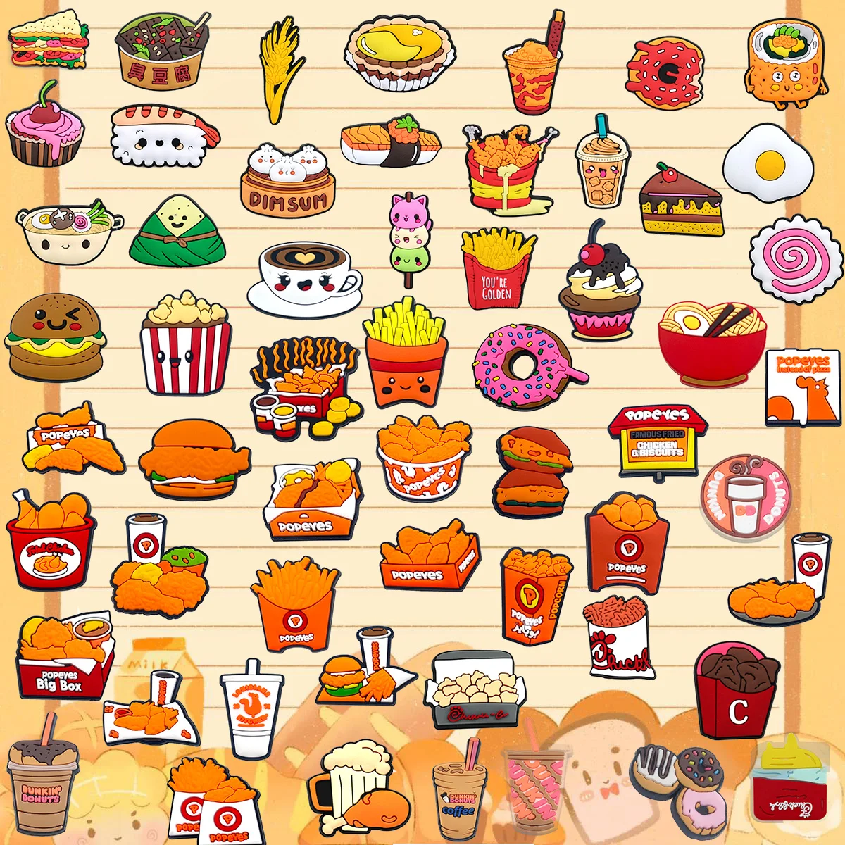4pcs Set Food Croc Charms Buckle Jibz Coffee Noodles PVC Cake Cookies Donuts Shoe Charms for Shoe Decoration Buck
4pcs Set Food Croc Charms Buckle Jibz Coffee Noodles PVC Cake Cookies Donuts Shoe Charms for Shoe Decoration Buck