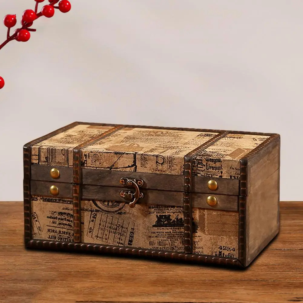 Jewelry Wood Box Vintage Vintage British Style Treasure Chest Rectangle Desktop Storage Chest
Jewelry Wood Box Vintage Vintage British Style Treasure Chest Rectangle Desktop Storage Chest