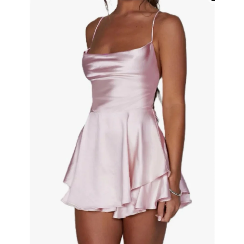 Women's Dresses Summer New Open Back Sexy Fashion Satin Sling Mini Dress Nightclub Stage Evening Dress Jupe Vestidos De Mujer
Women's Dresses Summer New Open Back Sexy Fashion Satin Sling Mini Dress Nightclub Stage Evening Dress Jupe Vestidos De Mujer