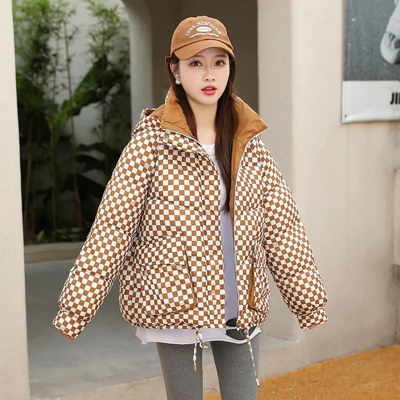 Checkerboard Winter Jacket Women Short Down Cotton Thick Loose Hooded Cotton Jacket Slimming Women Clothes Bread Jacket
Checkerboard Winter Jacket Women Short Down Cotton Thick Loose Hooded Cotton Jacket Slimming Women Clothes Bread Jacket