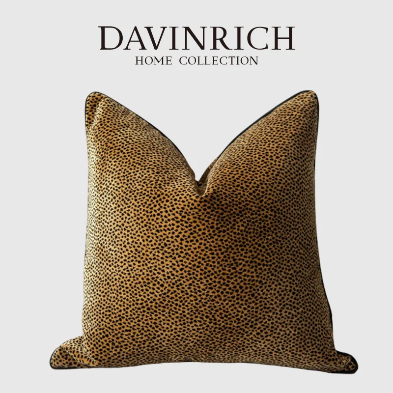 

DAVINRICH Leopard Cheetah Dots Pattern Throw Pillow Covers Animal Skin Stripes Accent Cushion Case Modern Mediaeval Home Decor