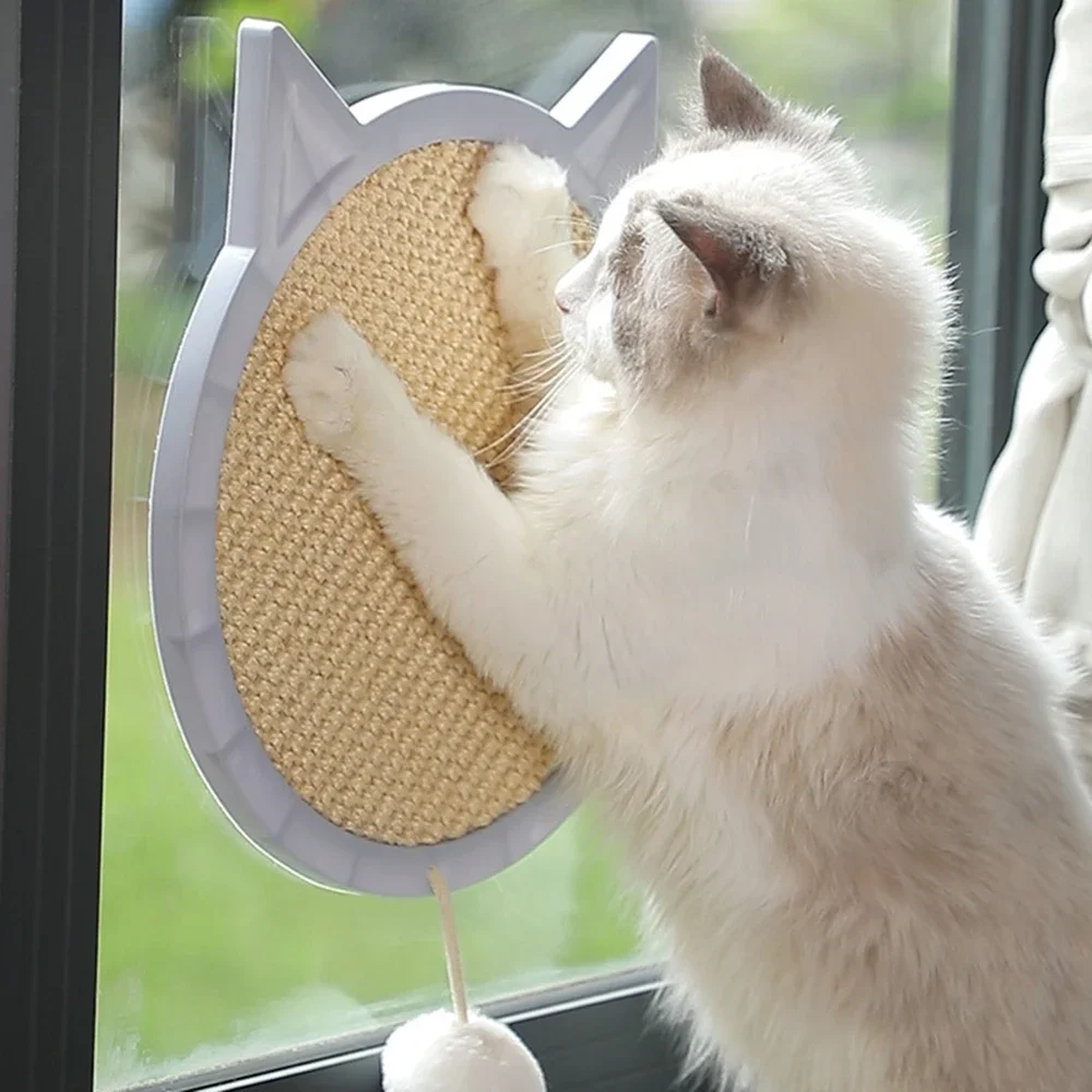 

Cat Shape Sisal Cat Scratcher Wall SuctionCat Scratcher With Small Ball Claw Grinder Cat Toy Furniture Protection