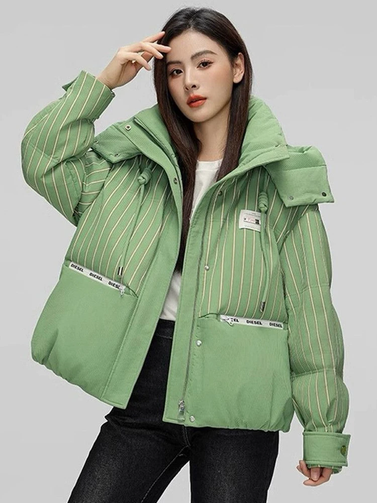 2023Autumn Winter Loose Hooded Down Parka Casual Stripe Warm Women's Jacket Long Sleeve Zipper Outerwear
2023Autumn Winter Loose Hooded Down Parka Casual Stripe Warm Women's Jacket Long Sleeve Zipper Outerwear