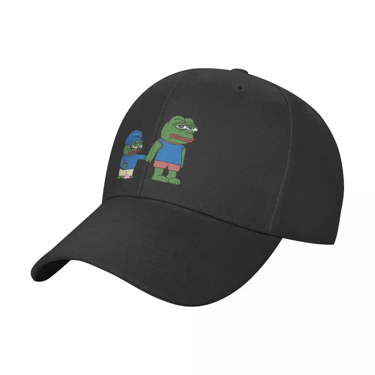 

PepeTheFrog and Pepe The Helper Brother Apu Apustaja with ice cream holding hands HD HIGH QUALITY Baseball Cap