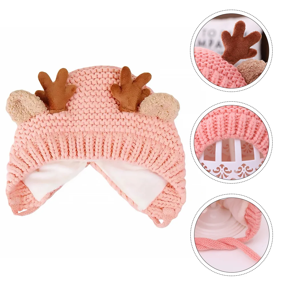 

Christmas Antler Hat Yarn Cap Autumn and Winter Baby Accessories Fleece Lined Knitted