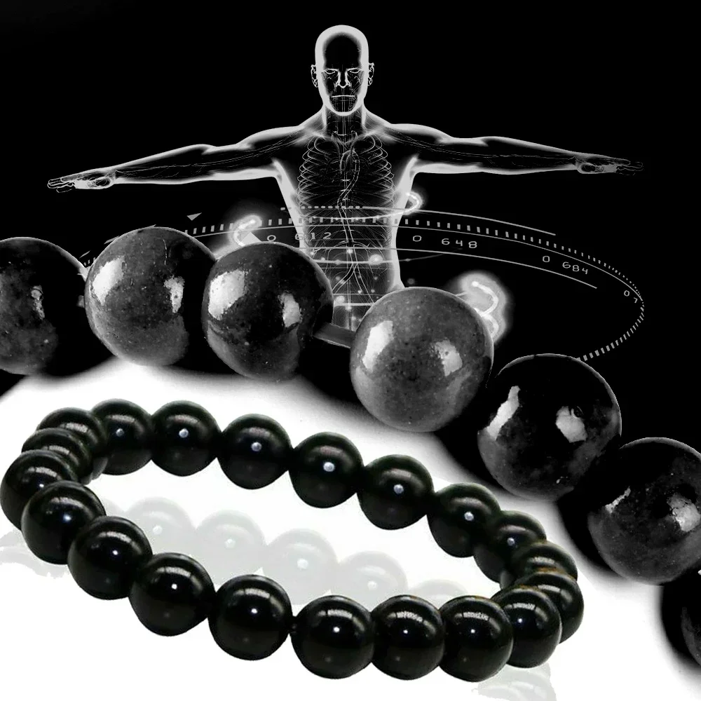 

Natural Black Obsidian Stone Bracelet Promote Blood Circulation Relax Anxiety Relief Healthy Weight Loss Bracelets Women Men