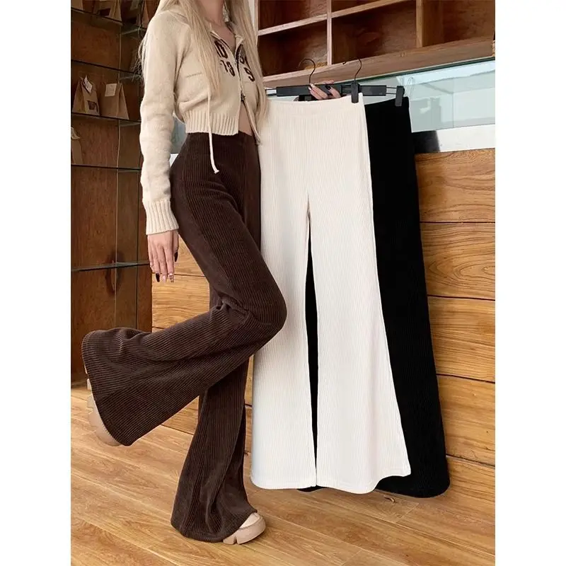 

Corduroy Draped Suit Flared Pants for Women's Autumn and Winter 2023 New Retro High Waisted Slim Casual Pants