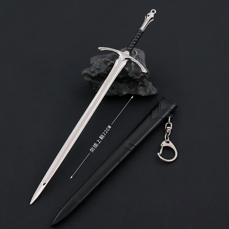 

Movies TV Weapon Gandalf Glamdring Medieval Sword 22cm Alloy Metal Material Katana Samurai Sword Showpiece Gifts Toys for Boys