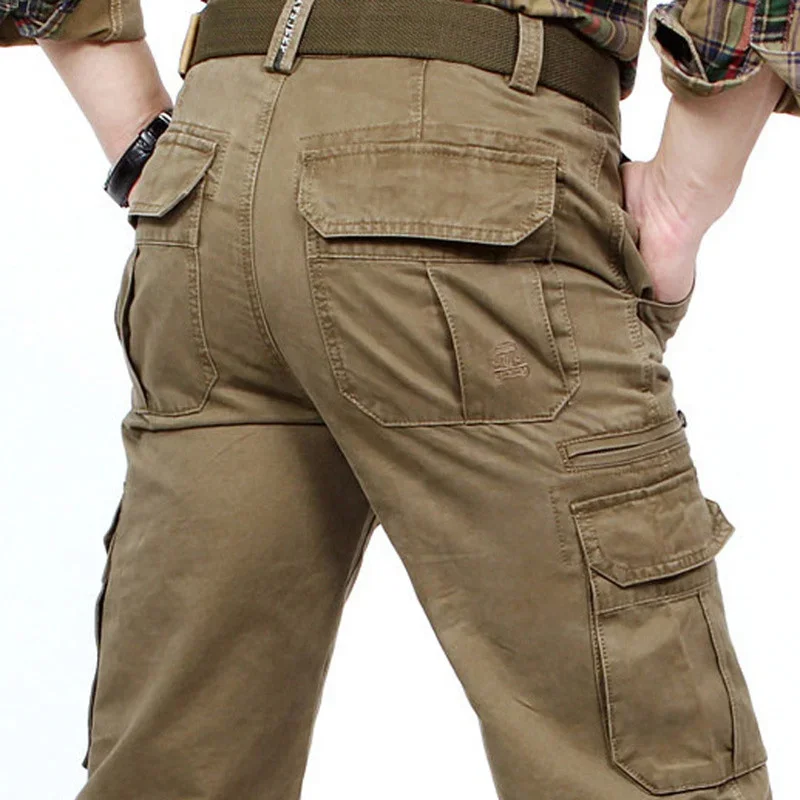 

2024 Men's Military Tactical Pants Multi-pockets Washed Overalls Cotton Loose Male Cargo Pant Men Trousers Plus Size 30-42