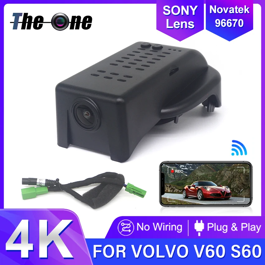 

4K HD 2160P New Plug and Play WIFi Car DVR Video Recorder Dual Lens Dash Cam For Volvo V60 S60 2020-2022 DashCam Accessories