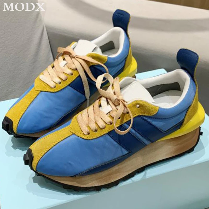 Fall Thick Sole Retro Casual Running Shoe For Women Nylon Patchwork Genuine Leather Sneakers Men Mixed Color Lace Up Shoe Unisex
Fall Thick Sole Retro Casual Running Shoe For Women Nylon Patchwork Genuine Leather Sneakers Men Mixed Color Lace Up Shoe Unisex