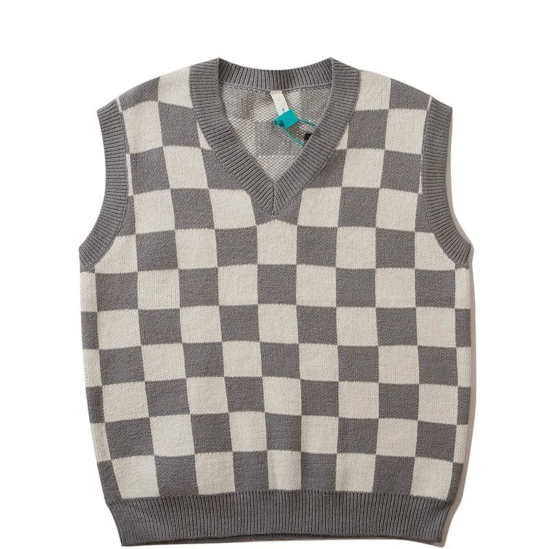 Vest Plaid Vintage New Knitted Sweater Women Harajuku For Men Oversized Sleeveless Sweater Korean Mens Clothing Jumper Waistcoat
Vest Plaid Vintage New Knitted Sweater Women Harajuku For Men Oversized Sleeveless Sweater Korean Mens Clothing Jumper Waistcoat