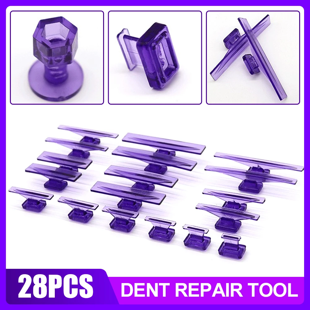 

10/28pcs Car Paintless Dent Repair Puller Plastic Auto Hail Pit Removal Repair Tools Tabs Dent Lifter Puller Dent Removal Tools