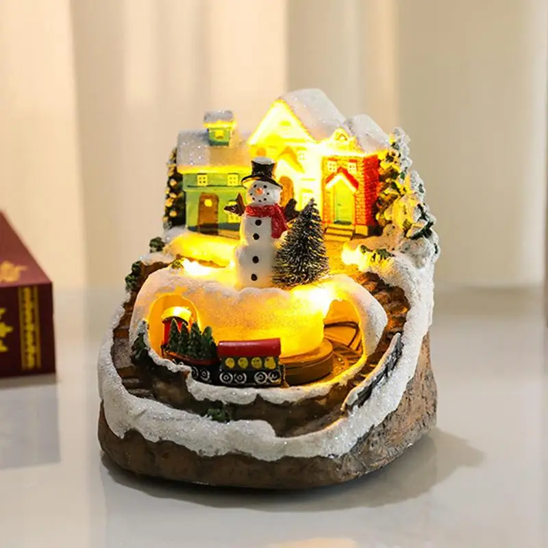 

Рождественский дом, деревня, электрическая музыкальная шкатулка, светящиеся рождественские снежные деревни, Санта-Клаус, миниатюрные украшения для праздничного подарка