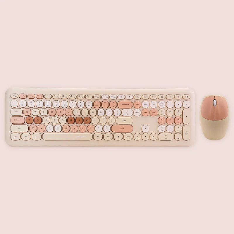 

Разноцветная беспроводная клавиатура и мышь Macaron, Тихая мышь, набор клавиатур для офиса, компьютера, ноутбука Mac