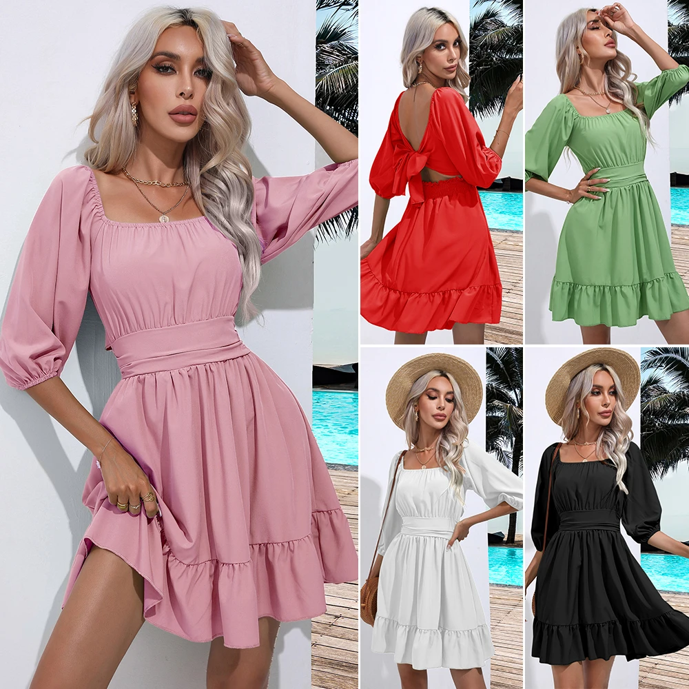 Square Neck Dress, Summer New Short Skirt, Women's Mid Sleeved Ruffled Skirt, Chiffon Women's Skirt
Square Neck Dress, Summer New Short Skirt, Women's Mid Sleeved Ruffled Skirt, Chiffon Women's Skirt