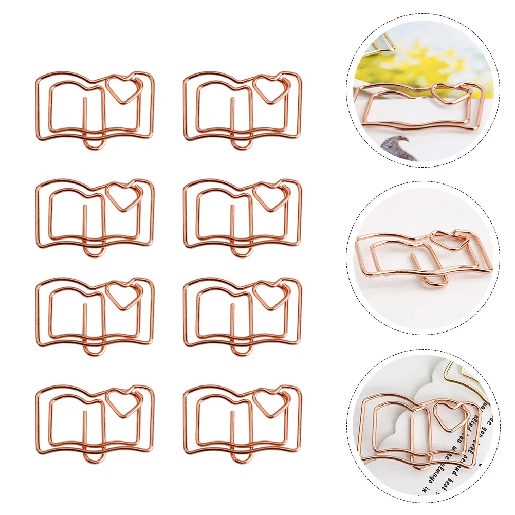 

20 Pcs Shaped Paper Clip Memo Clamps Book Clips Bookmarks Letter Office Supplies Heart Stainless Steel Folders