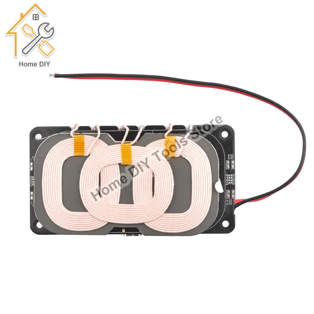 

20W Type-C Qi Wireless Charger Transmitter Module Circuit Board with 3 Coil 5V 12V For DIY Car Outdoor Power Supply