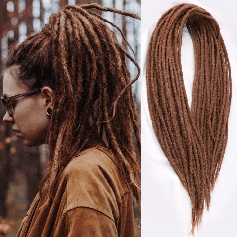 

24inches Synthetic Double Ended Dreadlock Thin 0.6cm Dreads Handmade Crochet For Rock&Roll Hippie Hair Extensions