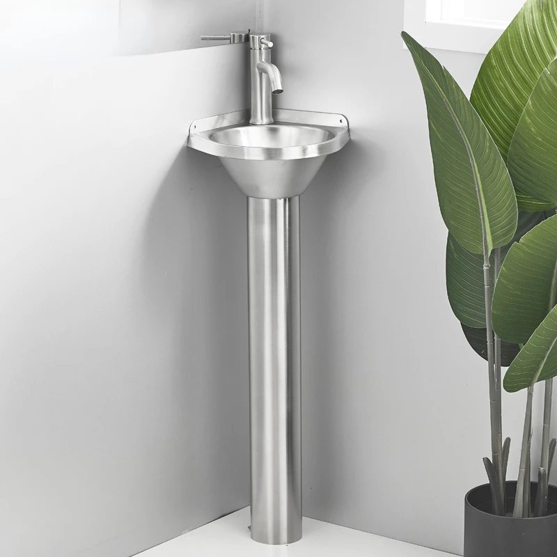 304 Stainless Steel Lavabo Floor-Standing Triangle Wash Basin Small Apartment Angle Pedestal Basin 
304 Stainless Steel Lavabo Floor-Standing Triangle Wash Basin Small Apartment Angle Pedestal Basin