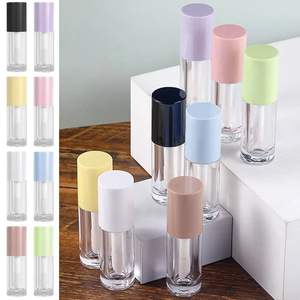 

6Pcs Transparent Portable With Brush Lip Gloss Bottle Lip Glaze Tubes Packing Containers Lip Balm Bottle